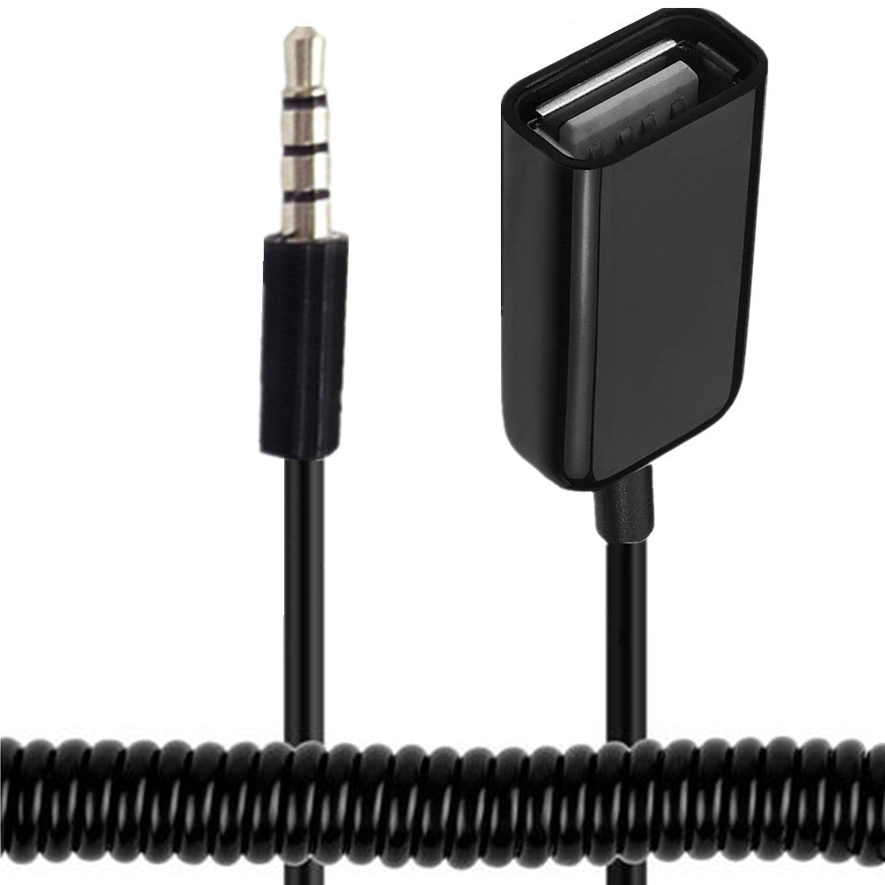 1m 3.5mm Male to USB2.0 Female Audio Adapter Spring Cable Data Transfer Charging OTG Cord 1m 3.5mm Male to USB2.0 Female Audio Adapter Spring Cable Data Transfer Charging OTG Cord